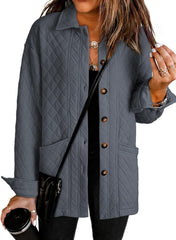 Women's  Casual Button Down Long Sleeve Quilted Jackets