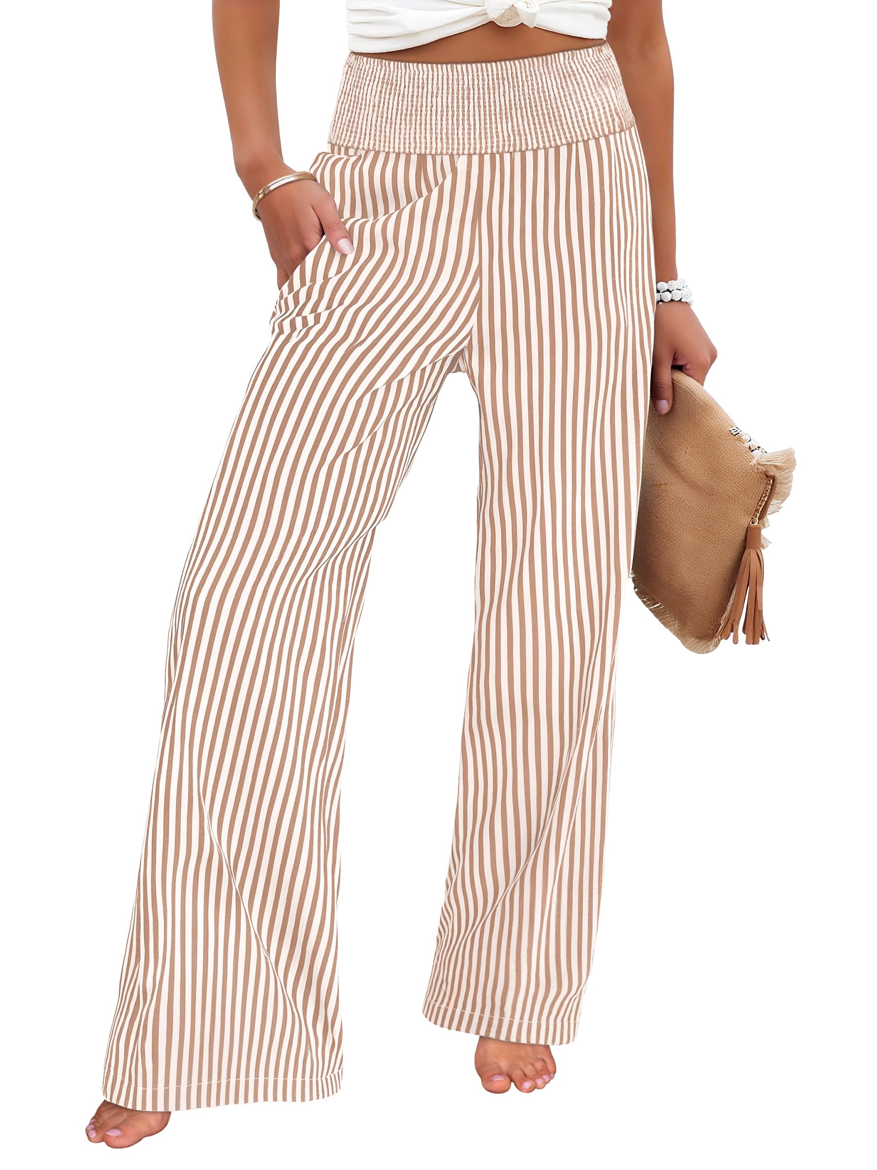 Women's High Waisted Striped Palazzo Pants
