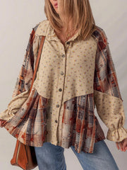 Women's Vintage Plaid Patchwork Shirt