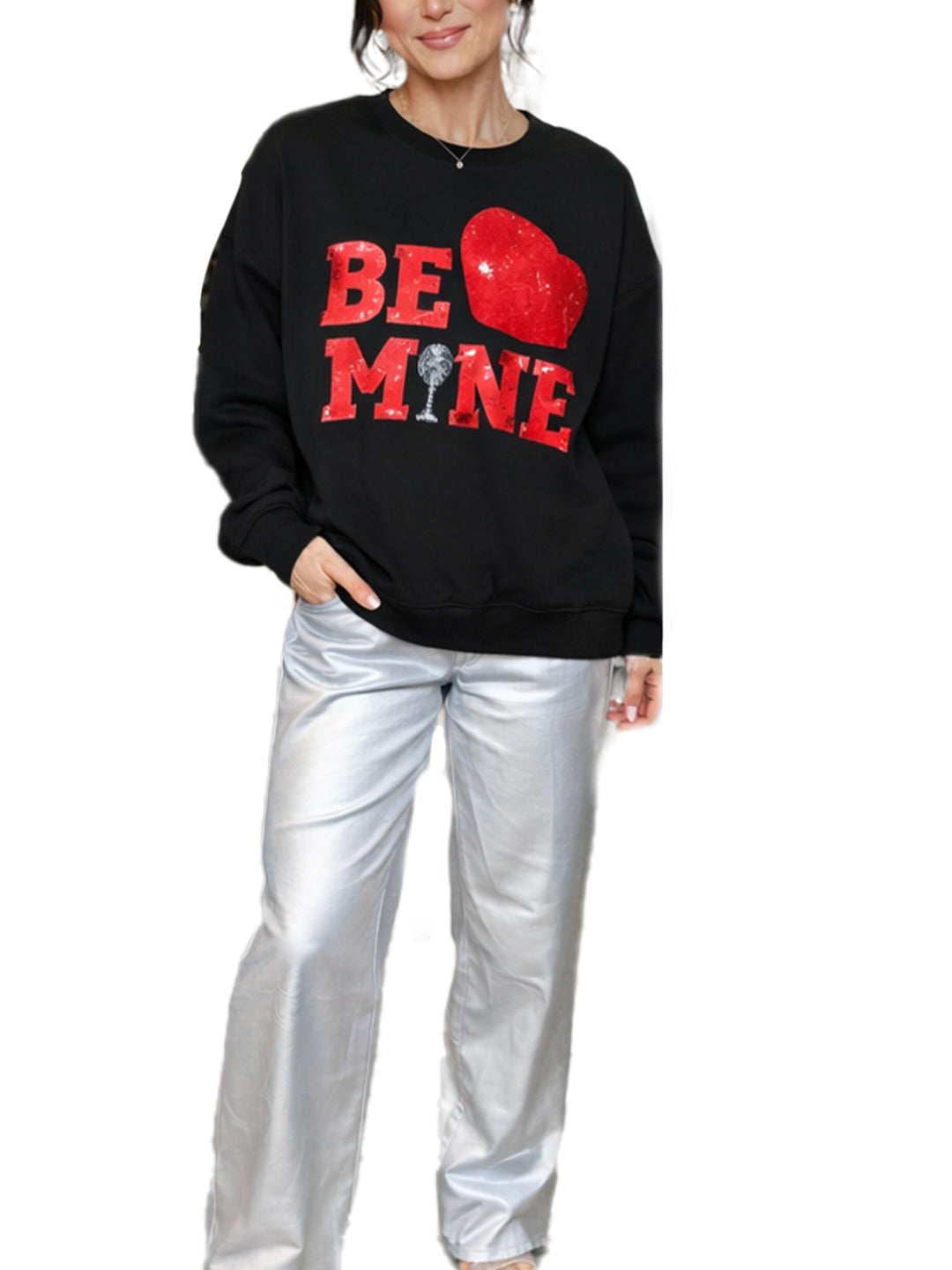 Valentine¡¯s Day Be Mine Sequined Sweatshirt