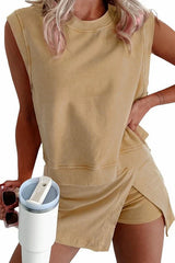 Women's Mineral Wash Tank Top and Slit Skirt Set