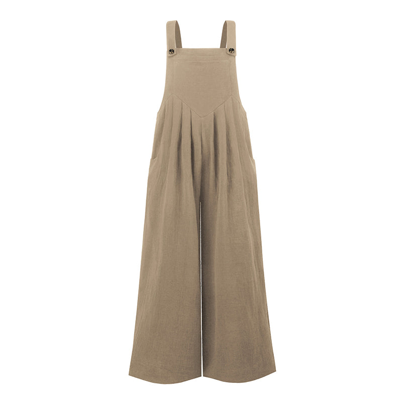 Pocketed Cotton And Linen Breathable Wide Leg Pants