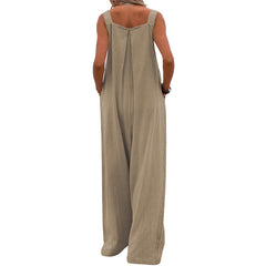 Pocketed Cotton And Linen Breathable Wide Leg Pants