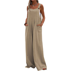 Pocketed Cotton And Linen Breathable Wide Leg Pants
