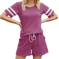Striped Pocket Casual Two-piece Set