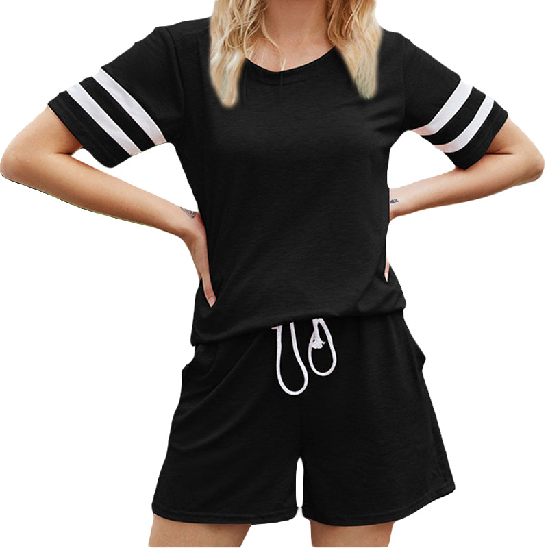 Striped Pocket Casual Two-piece Set