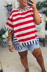 New Women's Mixed Stripes Oversized T-shirt
