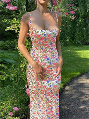 Seductive Blossom Backless Maxi Dress