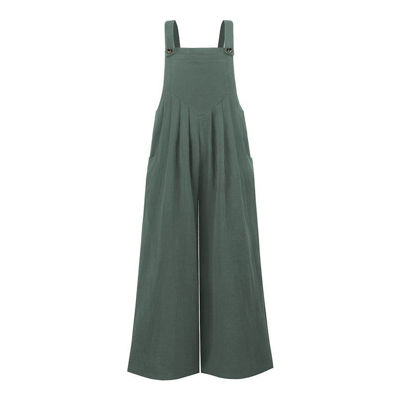 Pocketed Cotton And Linen Breathable Wide Leg Pants