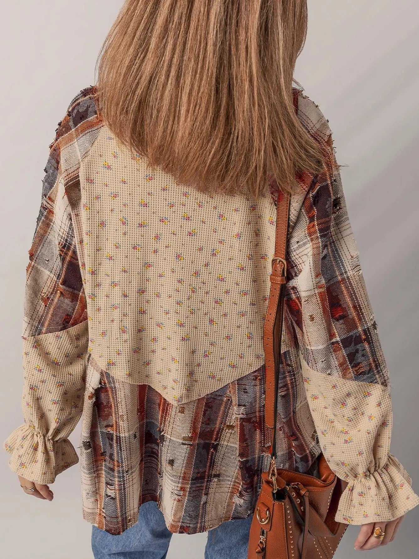 Women's Vintage Plaid Patchwork Shirt