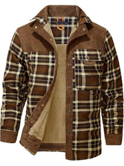 Men's Warm Plaid Fleece-Lined Outdoor Jacket