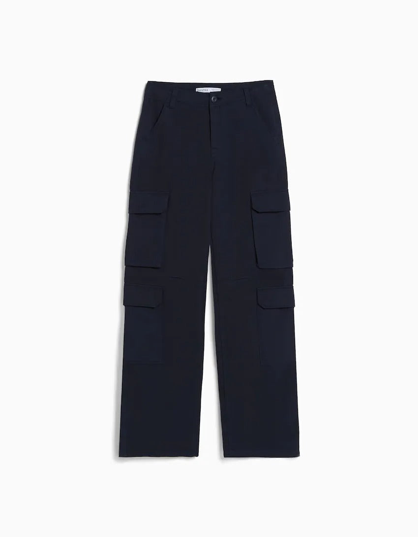 Adjustable Multi-pocket Twill Cargo Trousers