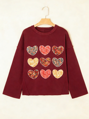 Women's Vintage Patchwork Heart Sweatshirt