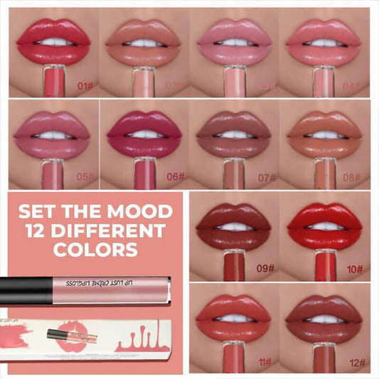 12 Color Cream Texture Waterproof Lipstick