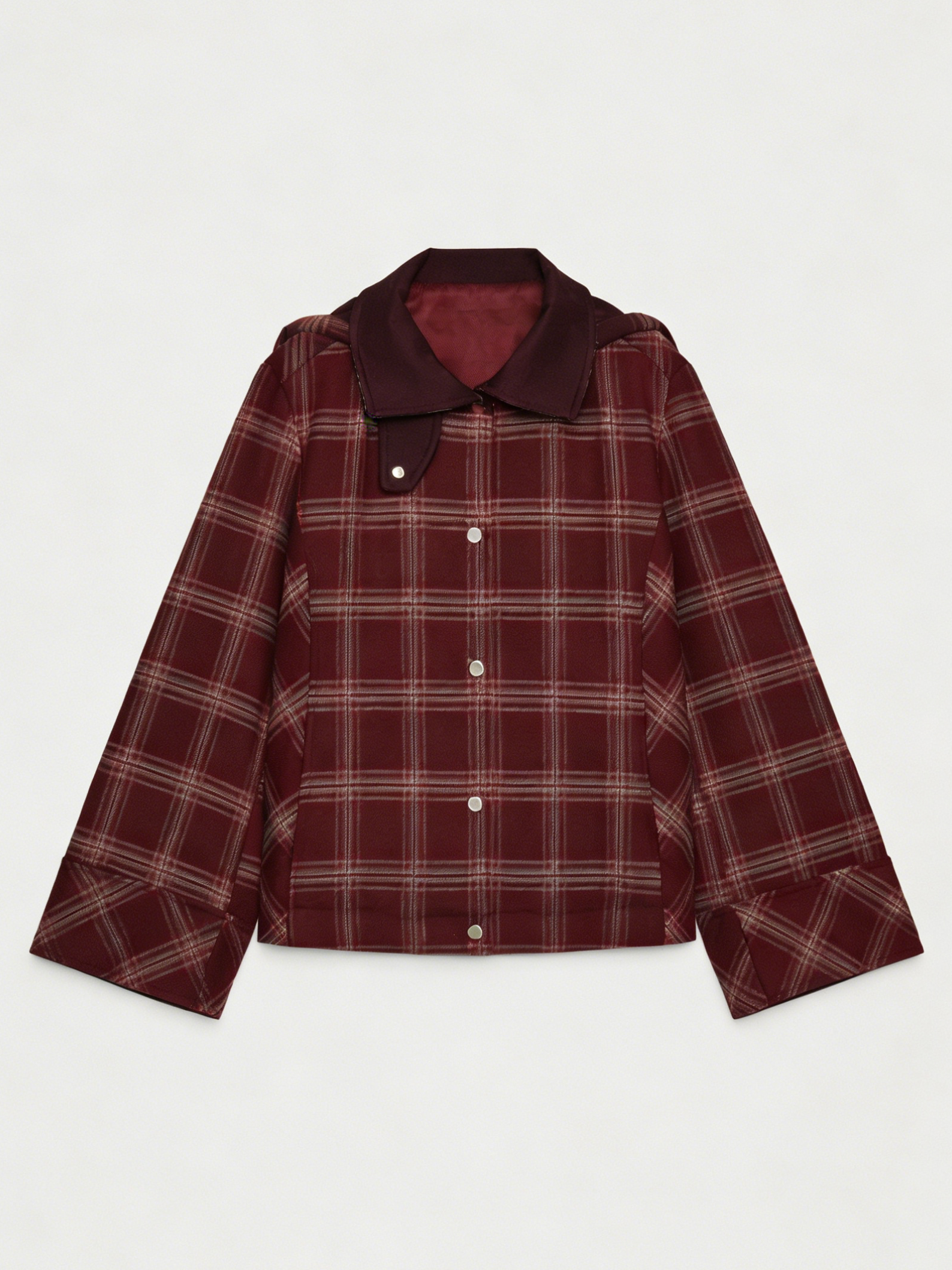 Women's High-Neck Checked Hooded Quilted Coat