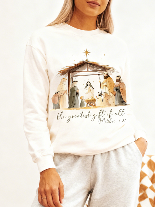 Women's Nativity Print Sweatshirt