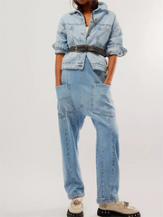 Women's Denim Jumpsuit With Pockets