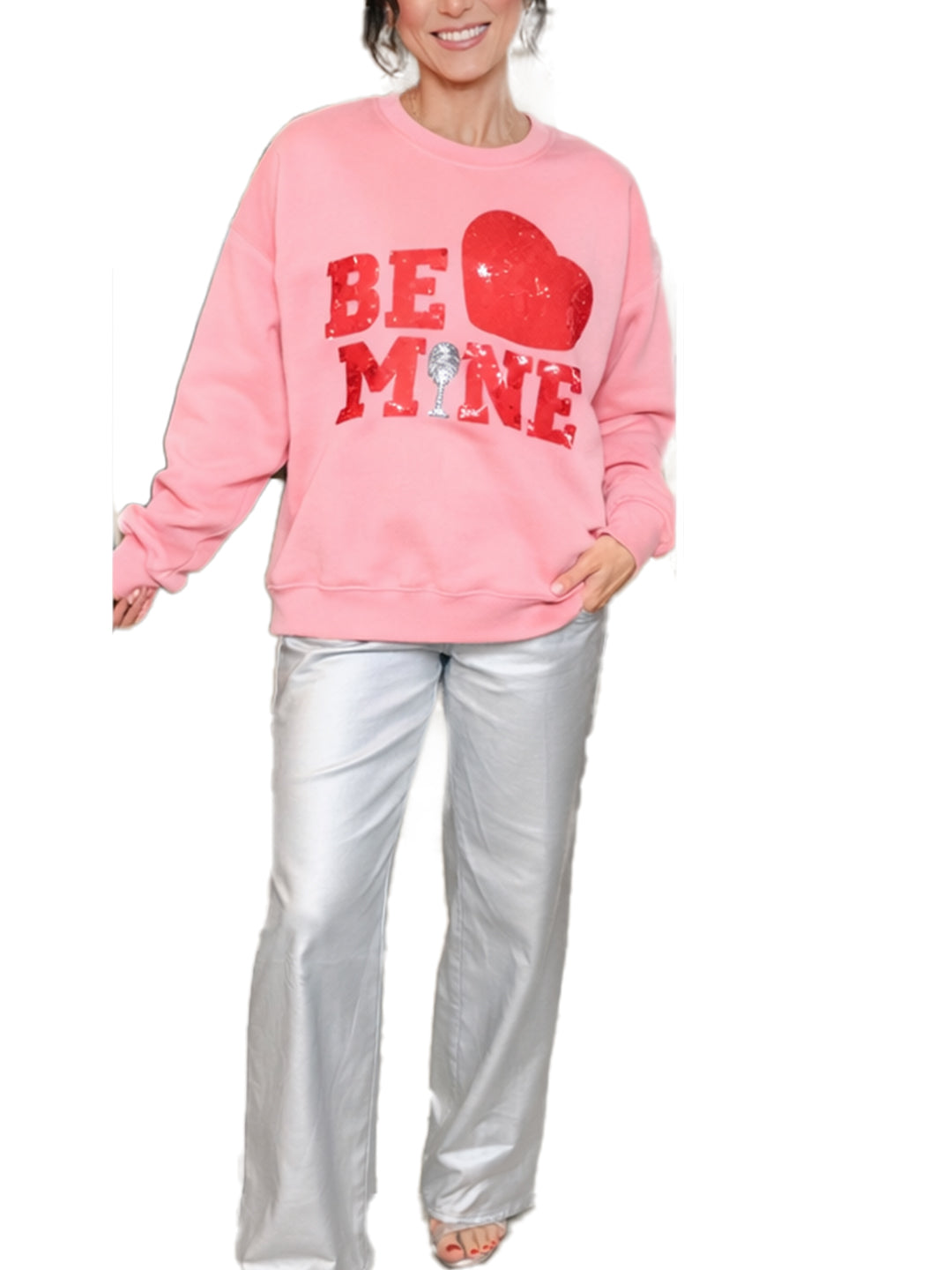 Valentine¡¯s Day Be Mine Sequined Sweatshirt