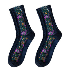 Vintage Embroidered Floral Socks