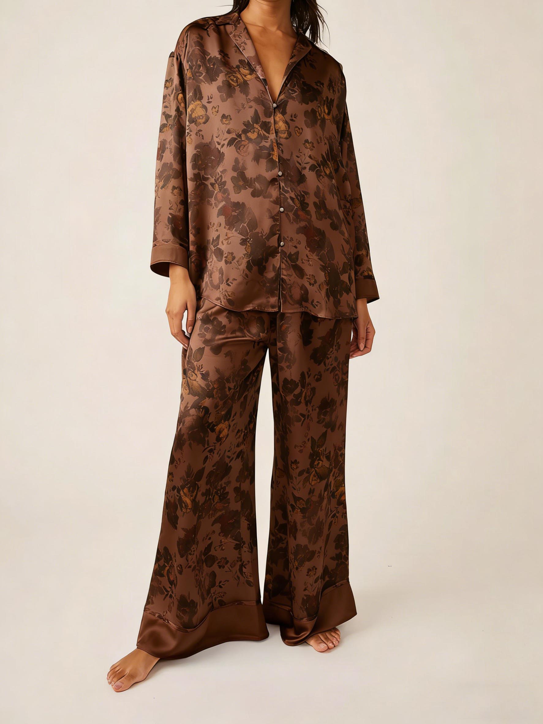 Women's Watercolor Bloom Silky Pajama Set