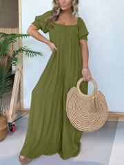 New Bubble Sleeve Ruffled Jumpsuit