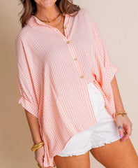 Women's Oversized Striped Button-down Shirt