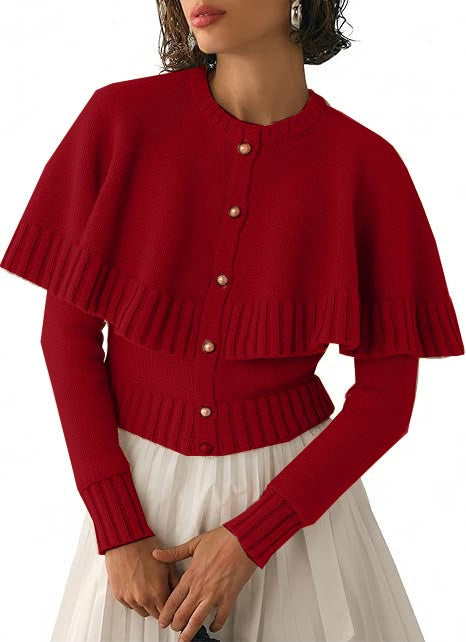 Women's  Long Sleeve Fall Knit Cape Sweaters