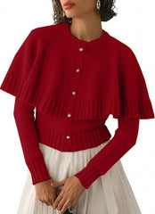 Women's  Long Sleeve Fall Knit Cape Sweaters
