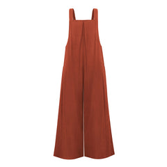 Pocketed Cotton And Linen Breathable Wide Leg Pants