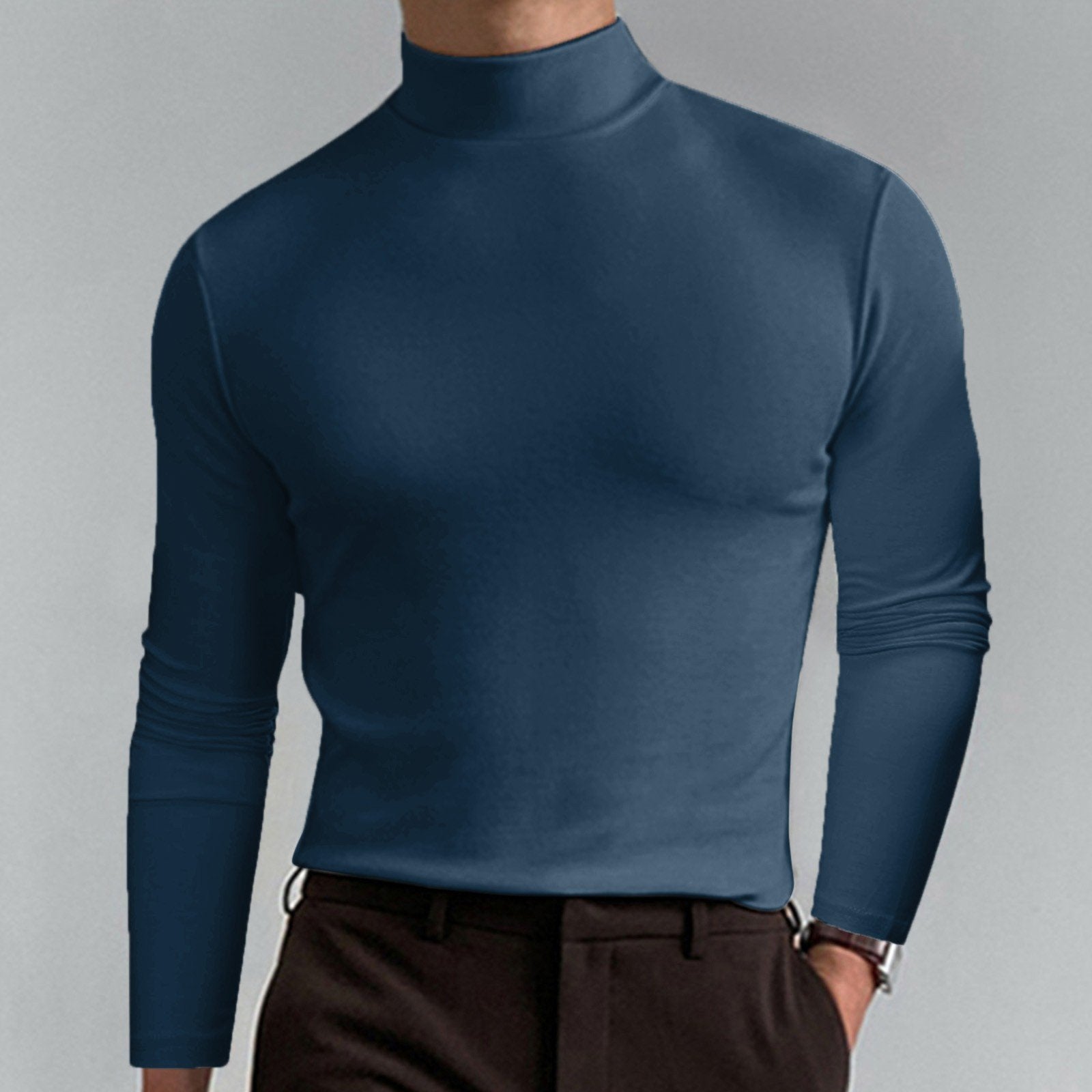 Hot Sale 40% OFF - Men's High Neck Slim Fit Long Sleeve T-shirt