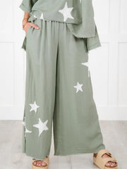 Women's Casual Star Patch Two Piece Set