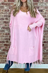 Thread Of Streamlined Large Bat Sleeve Knit Sweater