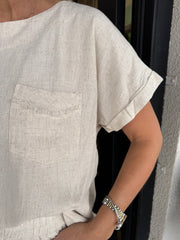 Women's Casual Solid Cotton Linen Lounge Set