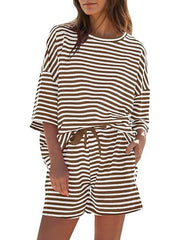 Women's Striped 3/4 Sleeve Lounge Sets