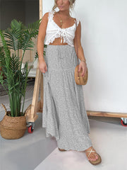 Ditsy Mini Cut Out Top and Floral Printed Maxi Skirt Set