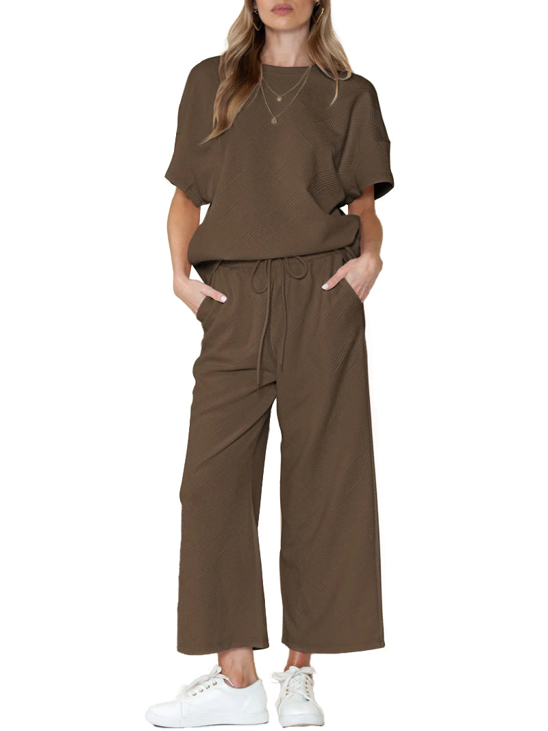 Women's Two Piece Textured Sports Casual Suit