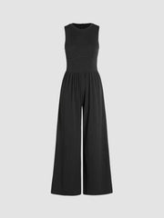 Women's Solid Sleeveless Wide Leg Jumpsuit