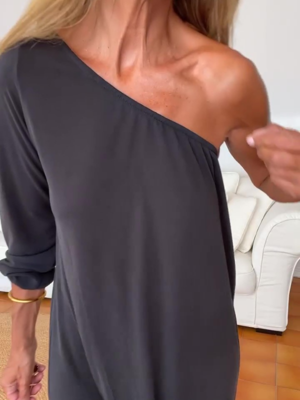 One Shoulder Long Sleeve Dress