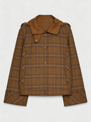 Women's High-Neck Checked Hooded Quilted Coat
