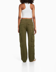 Adjustable Multi-pocket Twill Cargo Trousers