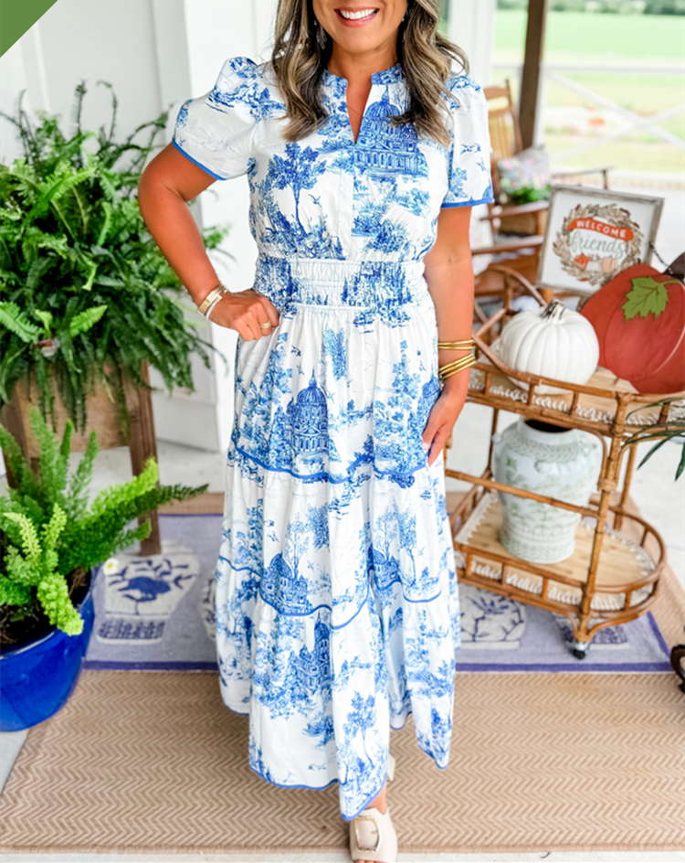 Women's Charming Toile Maxi Dress