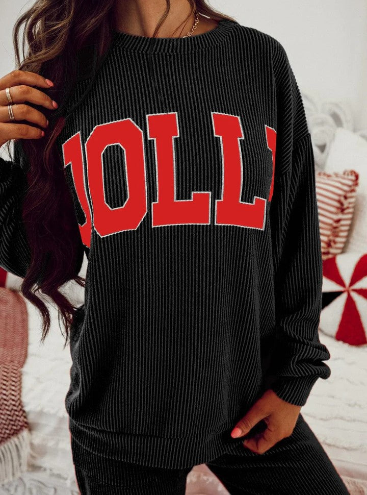 Women's Christmas Jolly Ribbed Lounge Set