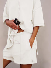 Women's Casual Matching Set with Slit Top and Shorts