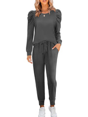 Women's Puff Sleeve Long-Sleeve Two-Piece Set