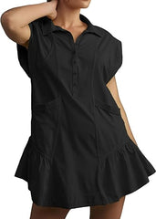 Button Down Shirt Dress with Pockets