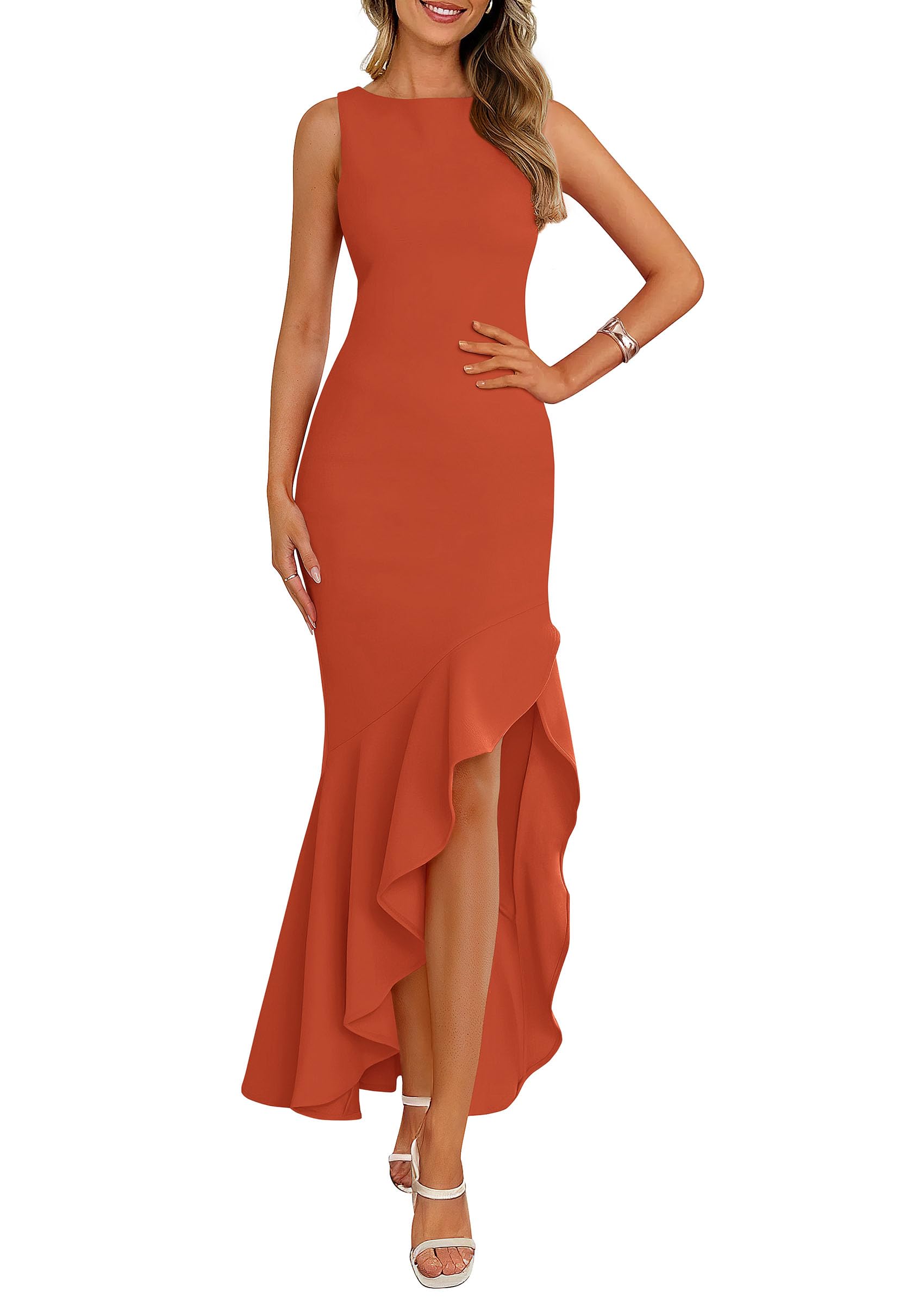 Women's Summer Ruffle Mermaid Cocktail Maxi Dress