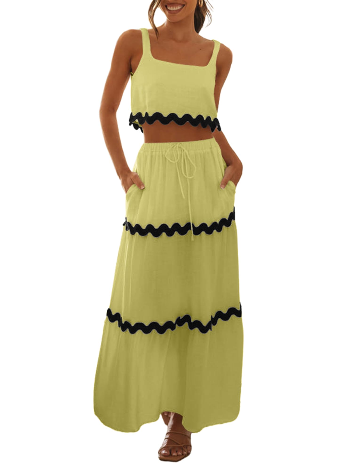 Women's Square Neck Lace Up Half Skirt Set