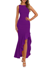 Women's Summer Ruffle Mermaid Cocktail Maxi Dress