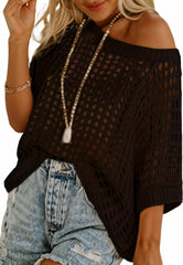 Women's Summer Casual Short Sleeve Hollow Out Crochet Tops