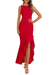 Women's Summer Ruffle Mermaid Cocktail Maxi Dress